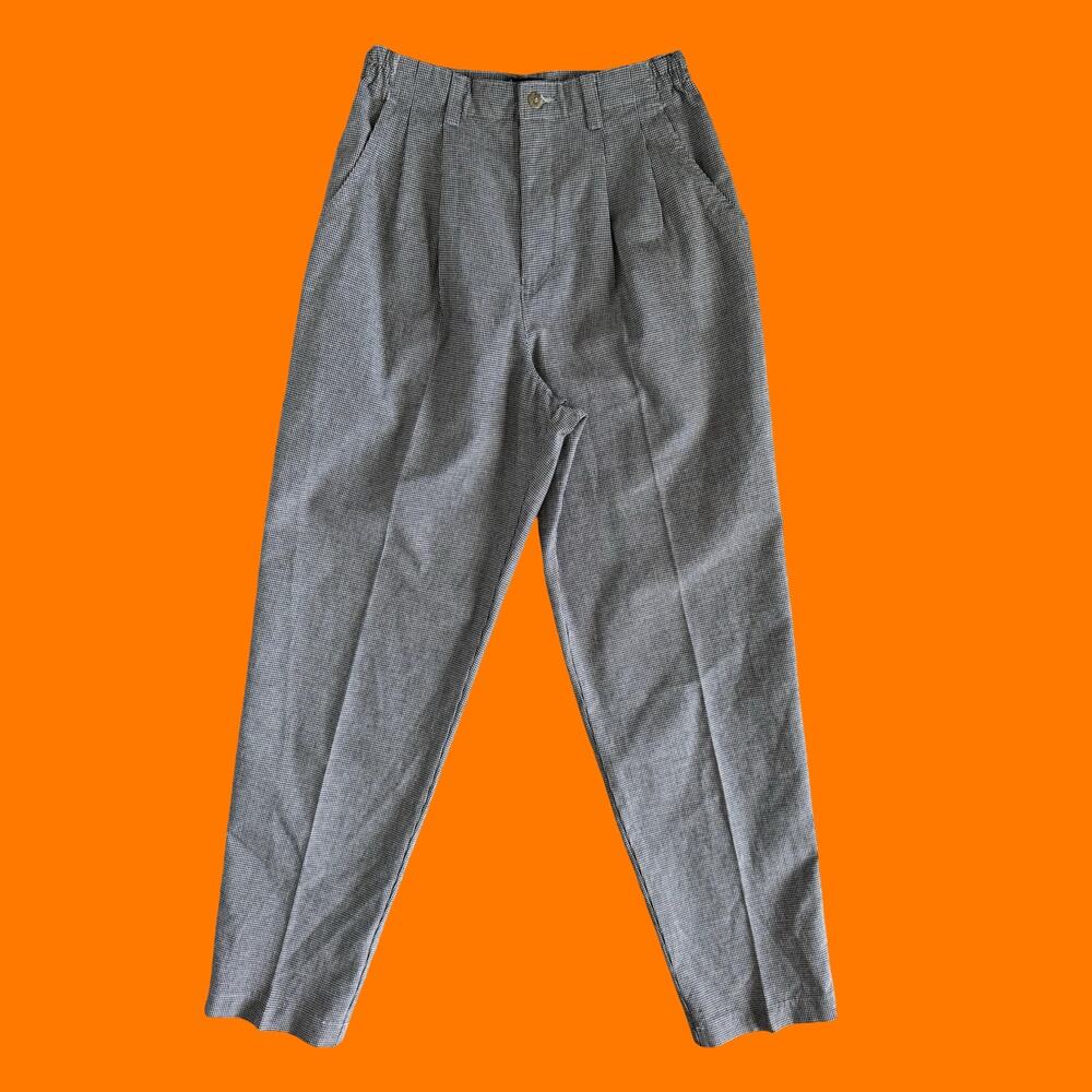 90's vintage houndstooth high waisted pleated trousers Size 6 Petite Lee